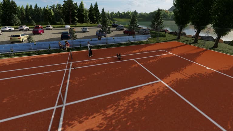 Construction d'un court de tennis à Aix-en-Provence